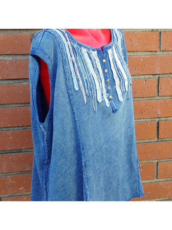 We The Free Tops - Free People Oversize Sleeveless Denim Color Knit Top by We The Free line XS